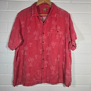 Vtg Caribbean Silk Cotton Hawaiian Shirt Mens XL Palm Tree Vacation‎ Button